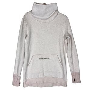 Fabletics Sweatshirt Womens Large Peach Fleece Lined Thumbholes Sleeve Cowl Neck